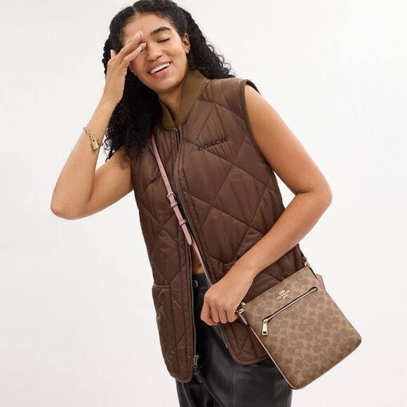 NWT Coach Outlet Mini Rowan File Bag In Signature Canvas - Picture 4 of 5